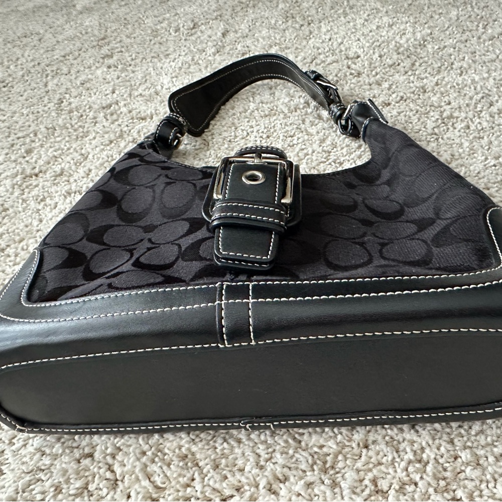 Coach Black Leather Trim Shoulder Bag - Picture 3 of 8
